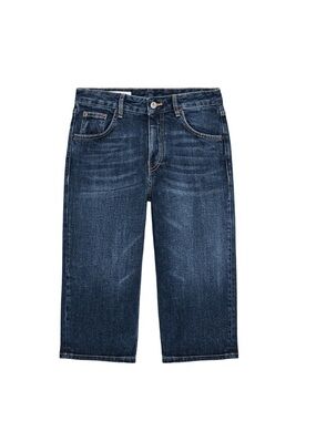 Zara Women's Relaxed Dark Blue Cropped Jeans
